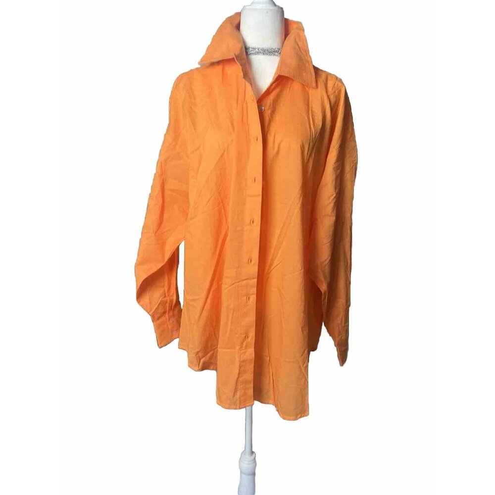 Anthropologie Charlie Holiday. Women Orange Long Sleeve Blouse 10 Swim Cover